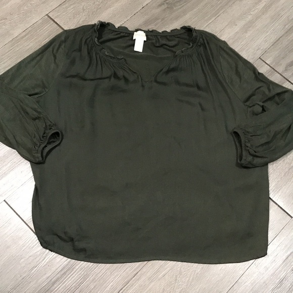 Chico’s Olive Green 3/4 Sleeve Blouse size S - Picture 5 of 9